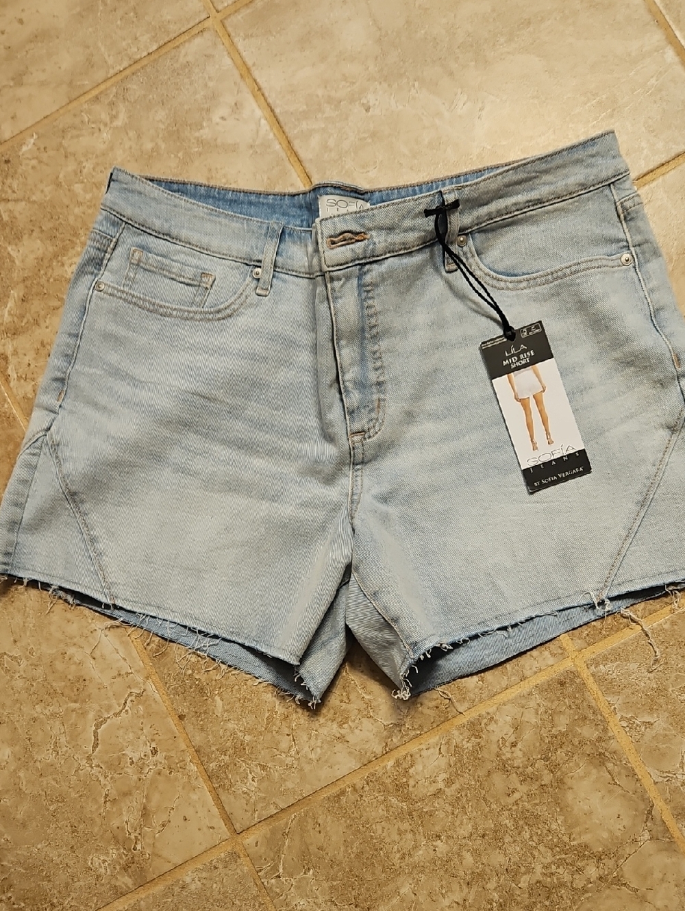 Lia Sophia Light Blue Denim Frayed Hem Shorts